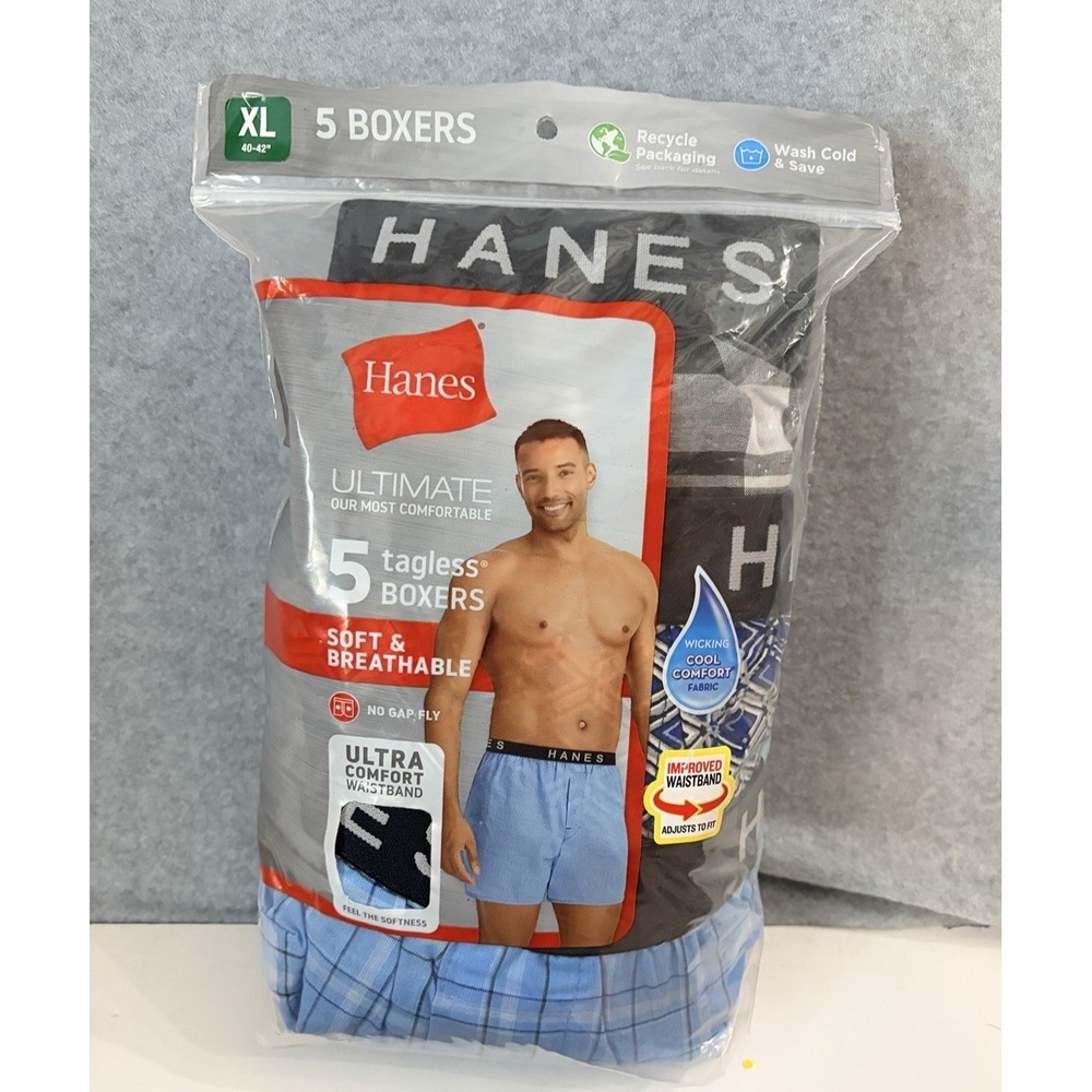 Hanes Ultimate Tagless Boxers - No Gap Fly - Men's XL